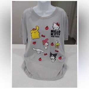 Sanrio X Hybrid Hello Kitty and Friends Tee Top T-shirt Light Gray 2 Extra Large